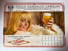 Vintage SUPERIOR BEER MOCTEZUMA&#39;S BREWERY Wall Calendar Mexican From 70&#39;s - $65.44