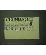 1949 Berlitz School of Language Ad - Engineers! - £14.55 GBP