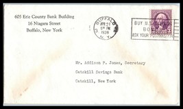 1936 US Ad COVER 605 Erie County Bank Building Buffalo, NY to Catskill, NY B5 - £2.28 GBP