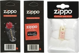 Zippo Oil Lighter Maintenance Supplies Set Cotton Wick Flint Genuine - £17.61 GBP