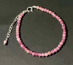 Genuine Pink Tourmaline Natural Color 925 Silver adjustable Bracelet USA SELLER - £14.18 GBP