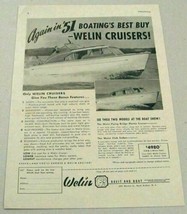 1951 Print Ad Welin Cruisers Boats Welin Davit Perth Amboy,NJ - $14.10