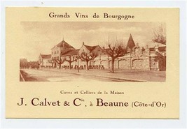 J Calvet &amp; Cie a Beaune ( Cote-d Or) Grands Vins de Bourgne Ad Card France  - £9.31 GBP