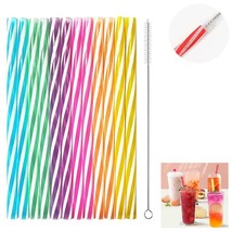 25Pc Reusable Stirrer Straws 9&quot; W Cleaning Brush Hard Plastic Drinking M... - £12.35 GBP
