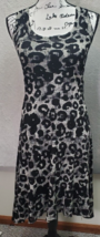 Karen Kane Sheath Dress Women&#39;s Small Black Leopard Print Lined Nylon Round Neck - £20.77 GBP