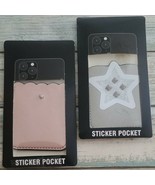 Two (2) Sticker Phone Wallet Pockets ~ Pink ~ Silver ~ ID &amp; Credit Card ... - €12,76 EUR
