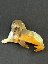 Vintage Large Rustic Silvertone Walrus w Goldtone Tusks Brooch Pin – 1 and 7/8th - £11.71 GBP