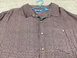 Batik Bay Dress Shirt Mens XXL Button Up Short Sleeve 100% Rayon Geometric Beach - £12.50 GBP
