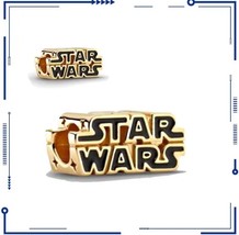 Star Wars Charm Disney Gold 3D Logo Charm Sterling Silver 925 - £9.34 GBP