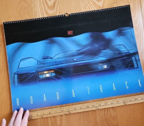 ROAD &amp; TRACK Calendar Vintage 1992 Large Format 22&quot; W x 15&quot; T Wire Bound... - $99.86