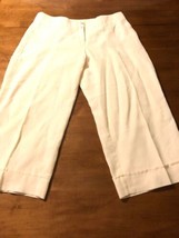 J. Jill Women&#39;s Pants Ivory Fully Lined Pure Linen Cropped Size 12 X 22 - £23.30 GBP