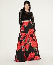 B Darling Women’s Gown Red Black Size 5/6 2PC Floral Print Sequin - £43.24 GBP