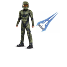 Boys Halo Master Chief XBOX Energy Sword, Mask &amp; Muscle Halloween Costume- 4/6 - £27.61 GBP