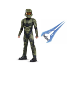 Boys Halo Master Chief XBOX Energy Sword, Mask &amp; Muscle Halloween Costum... - £27.40 GBP