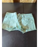 Sneek Peek green distressed denim cut off shorts small size - €12,35 EUR