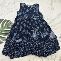 Bila Womens Crinkle Shift Midi Dress Size XL Blue Gray Paisley Floral Cr... - $29.69