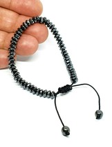 Hematite Luxurious Multi Cut Bead Bracelet Real Gemstone Gift Adjustable &amp; Bag - £15.17 GBP