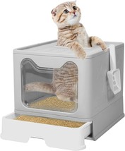 Extra Large Foldable Cat Litter Box Lid With Scoop Toilet Box Anti-Splas... - £69.53 GBP