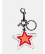 Coach Authentic Leather Star Bag Charm Key Chain Fob Black/Orange-multi NWT - $33.17