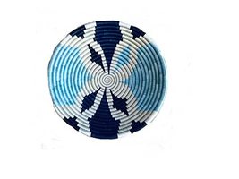 African Rwanda Woven Sisal &amp; Sweetgrass Bowl -Turquoise Black &amp; White -1... - £33.35 GBP