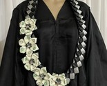 Graduation Money Lei Flower Black And Sparkle Silver Four Braided Ribbons - $84.15