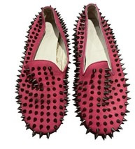 Unif Hellraiser Spike Studded Pink Leather Flats 6 RARE 90s y2k Hot Topic Style - £118.42 GBP