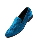 Handmade Blue Rounded Toe Party Wear Stylish Men Moccasin Loafer Slip On... - $159.99