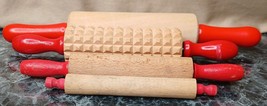 4 Vintage Red Handled Rolling pin lot - £11.77 GBP