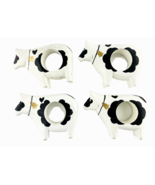 Cow Napkin Rings 4 Wooden Hand Painted Hand Crafted Black White - $22.23