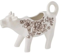 Pioneer Woman ~ AGATHA ~ Stoneware ~ Cow Shaped Creamer ~ BROWN Floral - $734.82 MXN