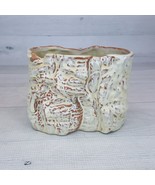 Frankoma Pottery Tree Bark Vase PlanterClay B3 w Ivory Satin Glaze 4.5 x 6&quot; - $29.09