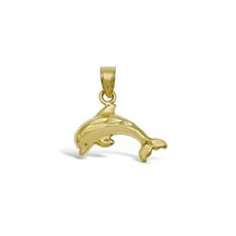 Dolphin Pendant Real 10k Yellow Gold Charm - £50.02 GBP
