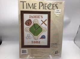JCA Counted Cross Stitch Kit Time Pieces Game Time Working Clock Baseball Child  - $24.49