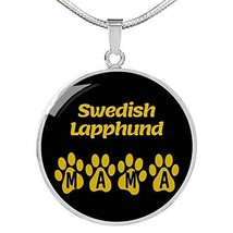 Swedish Lapphund Mama Circle Necklace Engraved 18k Gold 18-22&quot; Dog Owner Lover - £55.35 GBP