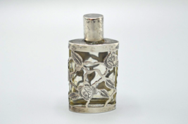 Mexican Silver Overlay Perfume Snuff Bottle Sterling 925 Taxco Etched Flowers - £38.04 GBP