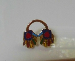 Colorful Enamel Art Hands Child School Double Lapel Pin - $9.41