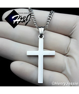 18-36&quot;Stainless Steel 3mm Silver Cuban Curb Chain Necklace Plain Cross P... - $24.65 CAD+