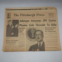 Journal Pittsburgh Press Novembre 24 1963 Jfk Assassinat Kennedy - £32.04 GBP