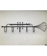 VINTAGE Trumpet Wall Hook Rack Metal Musical Instrument Decor 5 Hook 25x6 - $24.75