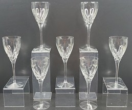 7 Lenox Sea Swirl Wine Glasses Set Vintage 7 5/8&quot; Elegant Clear Cut Stemware Lot - £63.20 GBP