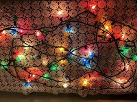 Vintage Working Strand of 60 Christmas Lights W/Starburst Reflectors - £20.73 GBP