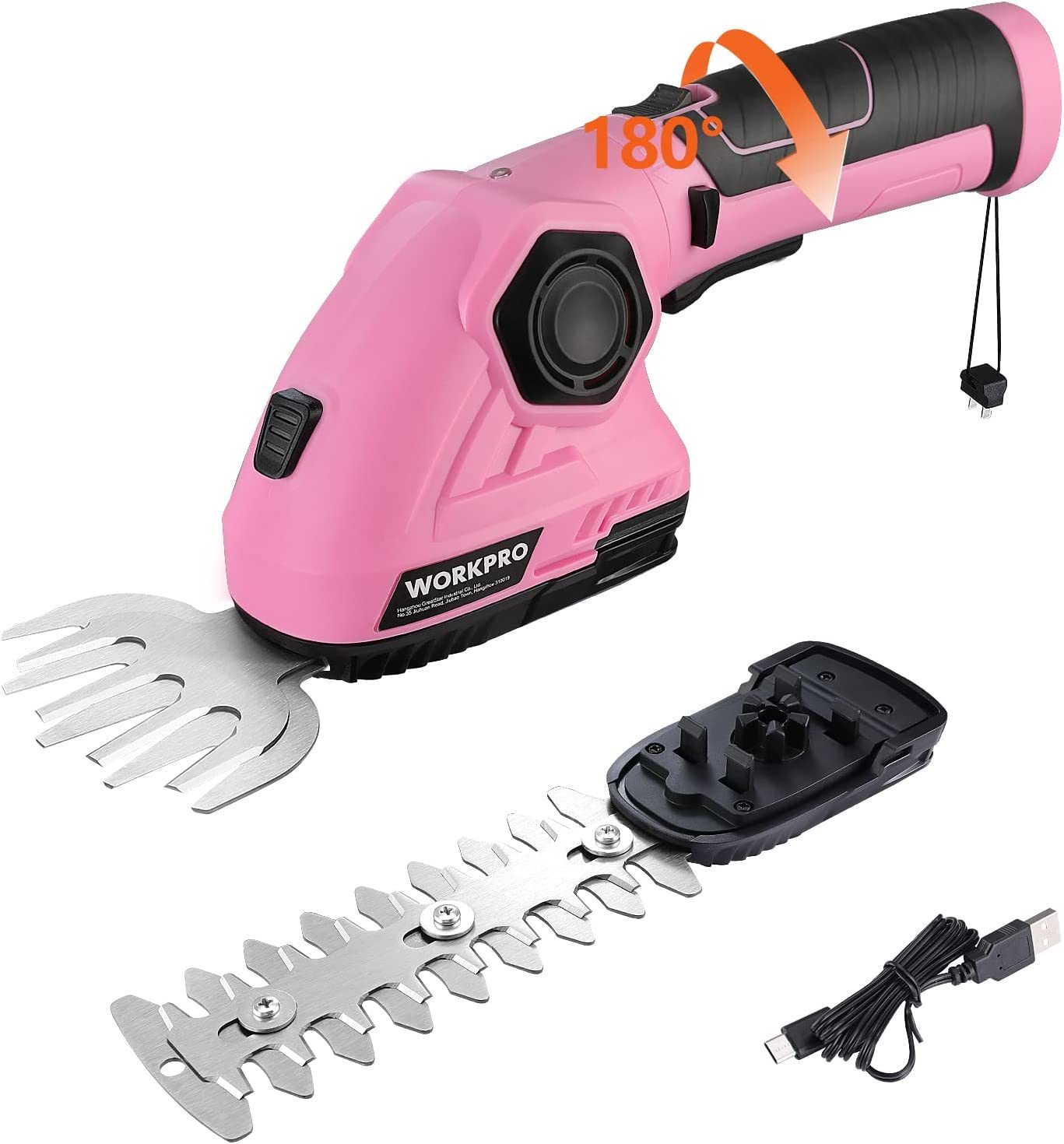 Workpro Pink Cordless Grass Shear &amp; Shrubbery Trimmer - 2 In 1, Pink Ribbon - $42.99
