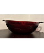 (1) Anchor Hocking Ruby Red Coronation Berry Bowl, Double Handle - $16.82