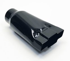 Exhaust Tip Long 2.25&quot; Inlet 4.75&quot; Outlet 9.00&quot; Long Chevy Gloss Black Bowtie St - £35.12 GBP