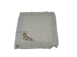 Vintage DESCO Spring Embroidered Floral Linen Handkerchief Switzerland - $14.14