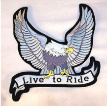 1 NEW JUMBO LIVE TO RIDE SILVER EAGLE USA JACKET BACK PATCH JBP25 EMBROI... - $18.99