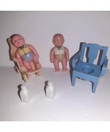 Vtg Renwal Dollhouse Baby Twins No. 8 Jointed Stroller Potty Chair Milk ... - £19.78 GBP