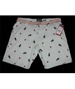Raw Yarn Pineapples Watermelon Mint Green Stretch Twill Shorts w/Belt MS... - $39.99