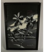 Vintage Japanese Painting Black &amp; White Artist Signed Wood Frame Under G... - £12.13 GBP