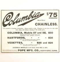 Pope Bicycles Columbia Hatford Vedette 1899 Advertisement Victorian Bikes E85D - £14.93 GBP